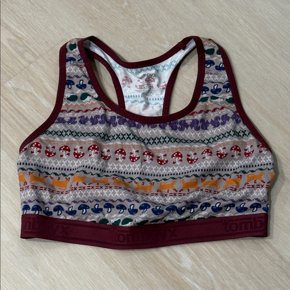 TomboyX Racerback bra. Never worn. Cute cats, hedgehogs, squirrels…